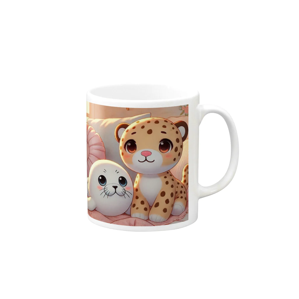 いりちゃんのももちゃんとたまちゃん Mug :right side of the handle