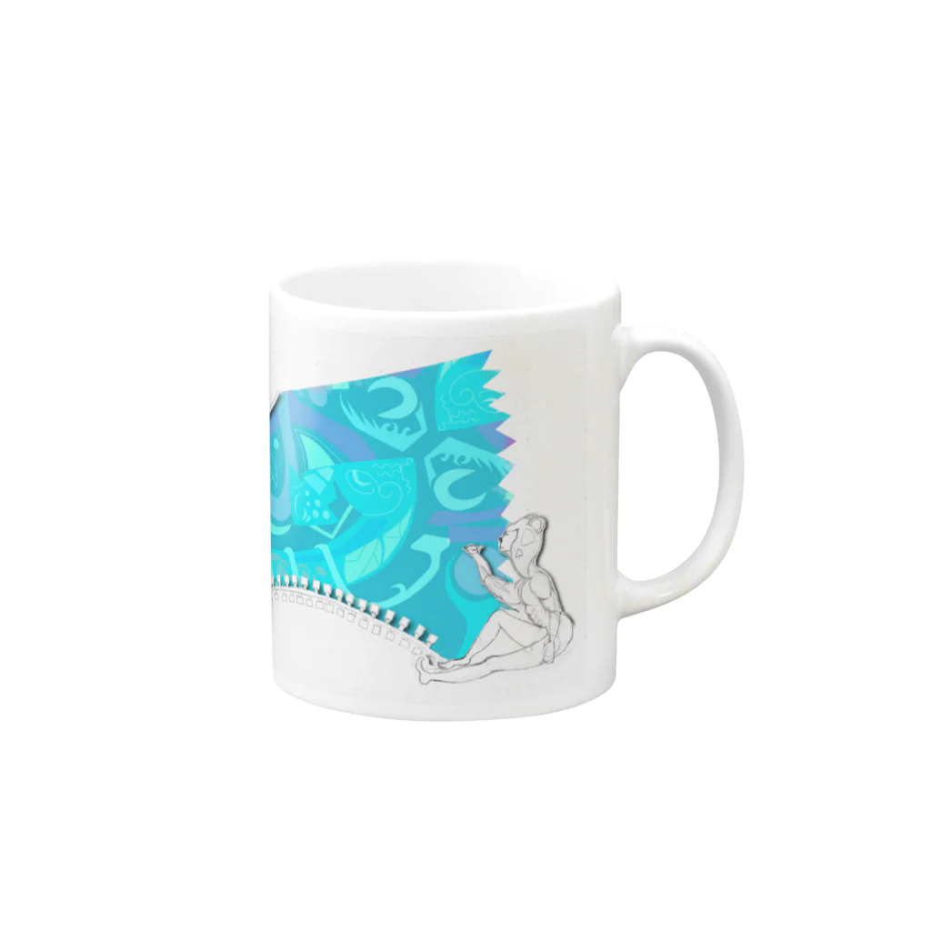 Blue/\のaoiコラボ Mug :right side of the handle