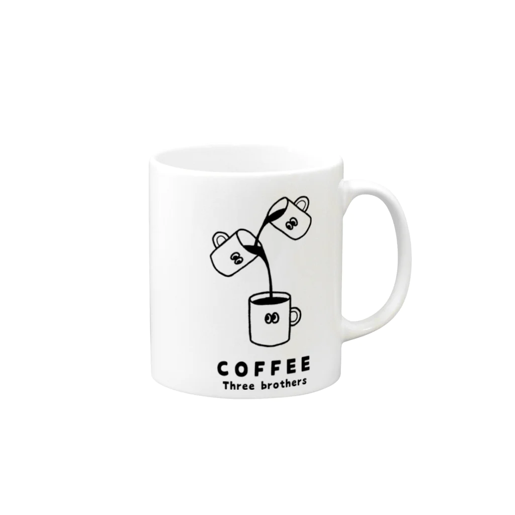 AliviostaのCoffee Three Brothers コーヒー三兄弟 イラスト Mug :right side of the handle