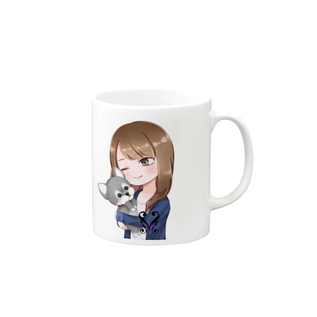 mamechibiのまめちび Mug :right side of the handle