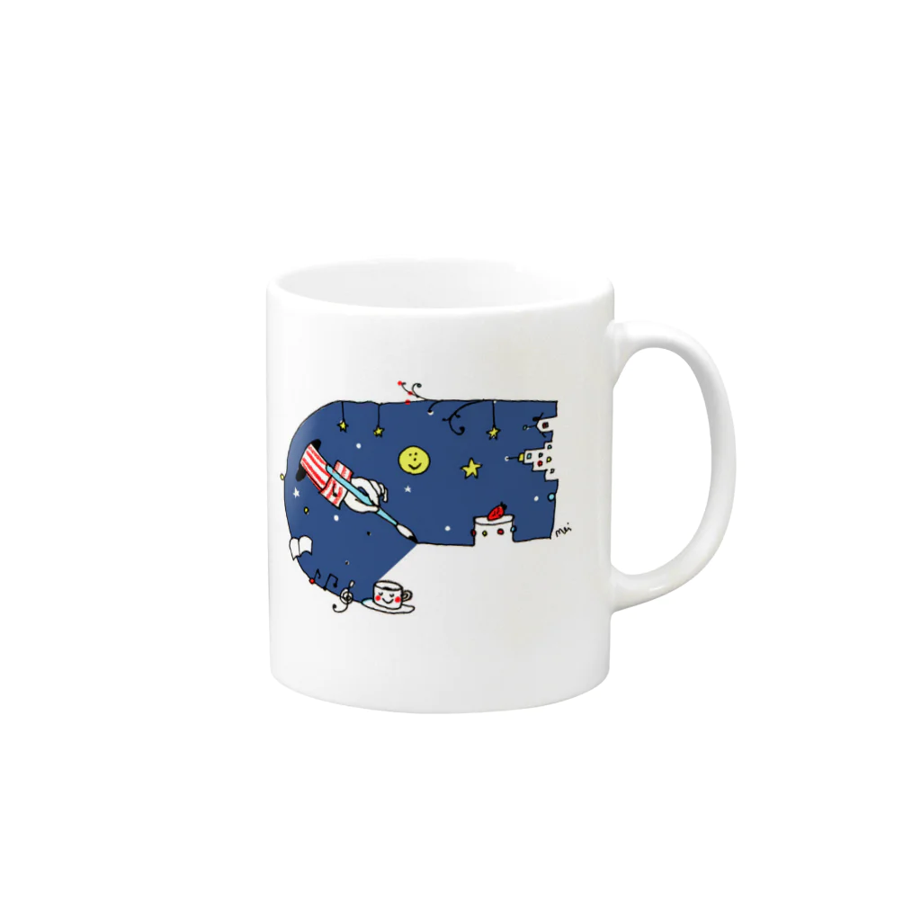 イザワメイのオンラインショップの夜空くん Mug :right side of the handle