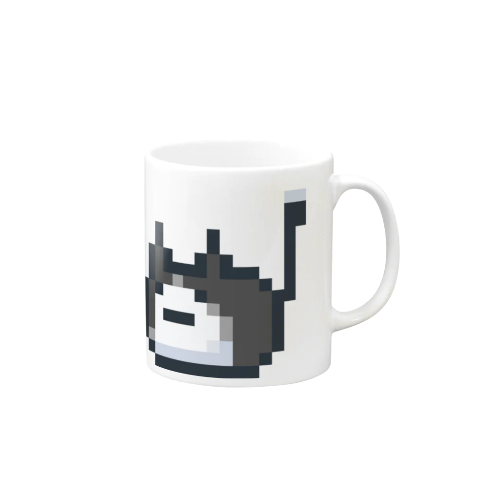 ねこさん爆発ショップのハチワレねこさんドット（ファビコン）  Mug :right side of the handle