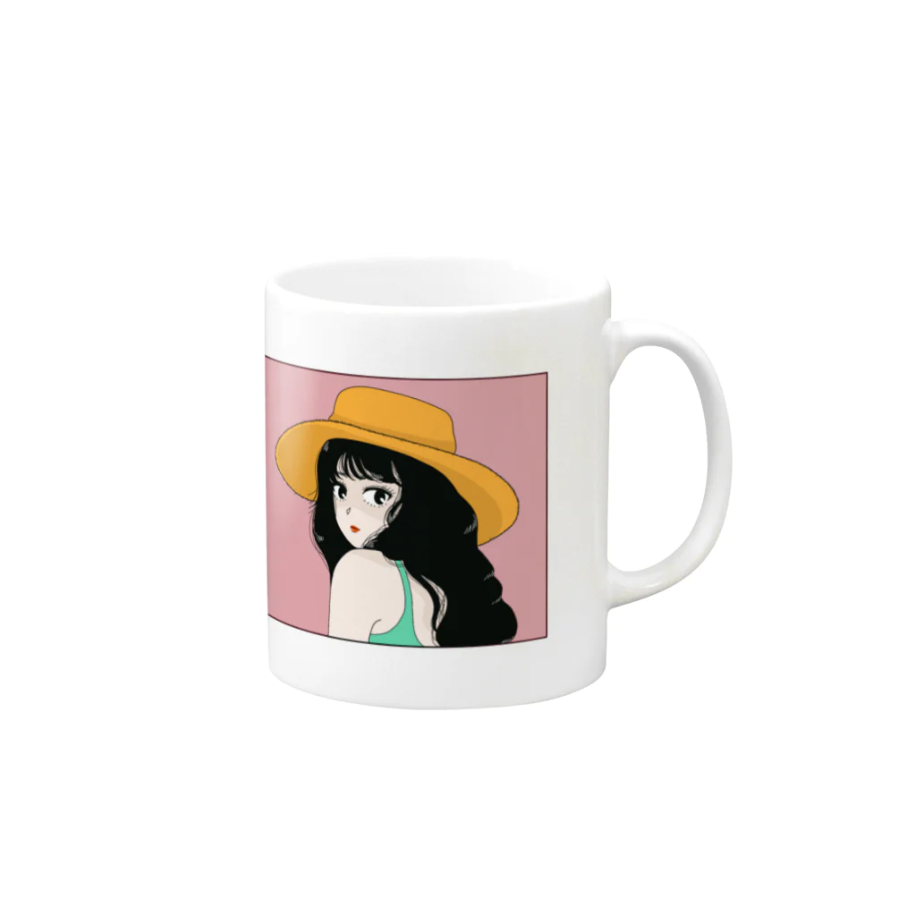 PIECE OF CAKEの麦わら帽子のイケてる彼女 Mug :right side of the handle