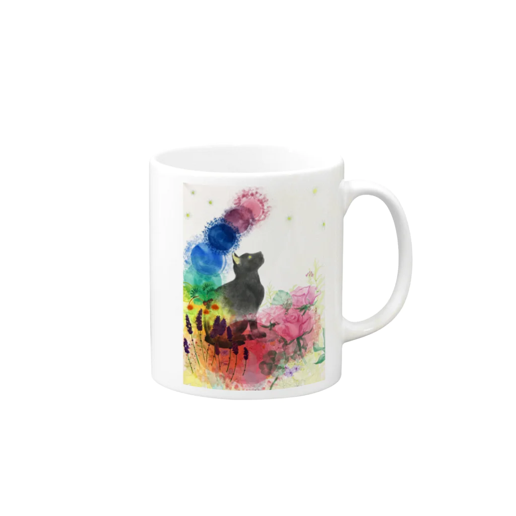 アトリエ　ＳＵＰＵのネコチャクラ Mug :right side of the handle