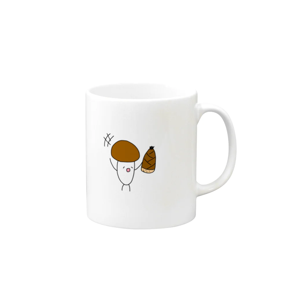 たけのこ 🐧の変なきのこ Mug :right side of the handle