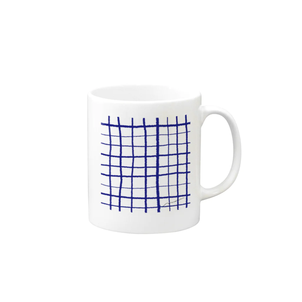 FUJIMARUのあお、チェック Mug :right side of the handle