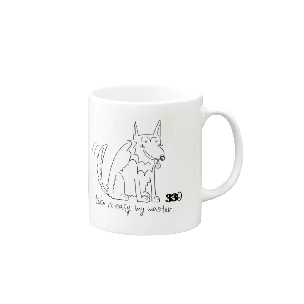 330のまあご主人、気楽にいきましょうよdog Mug :right side of the handle