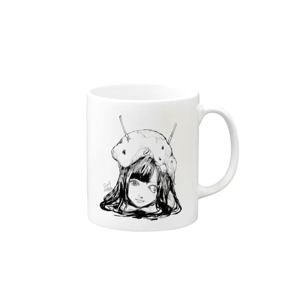 おねむのいらすとこらぼぐっず Mug :right side of the handle