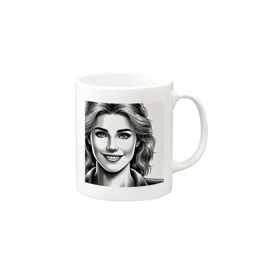 jittamanの微笑む女性 Mug :right side of the handle