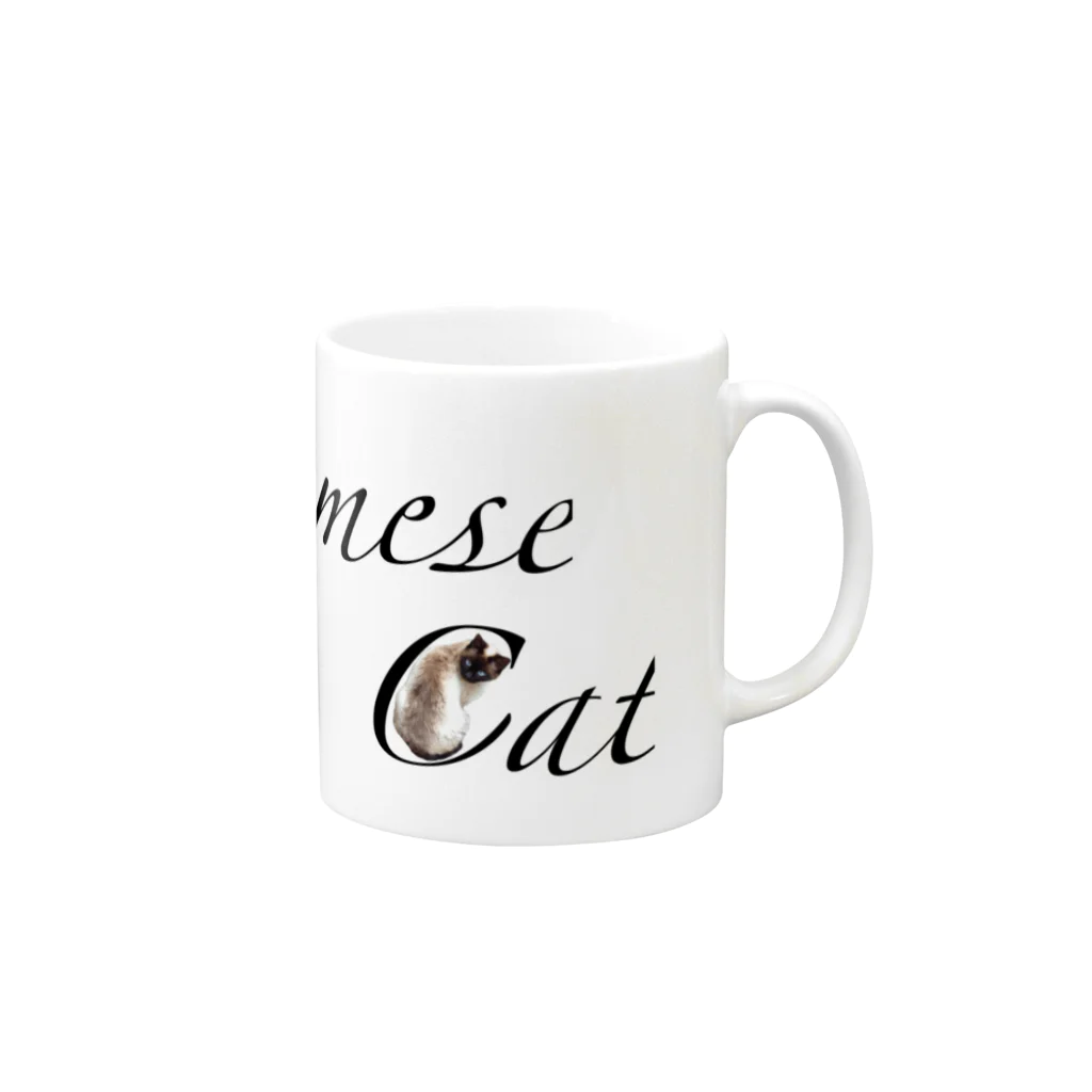 ちばっちょ【ち畳工房&猫ねこパラダイス】のシャム猫文字 Mug :right side of the handle