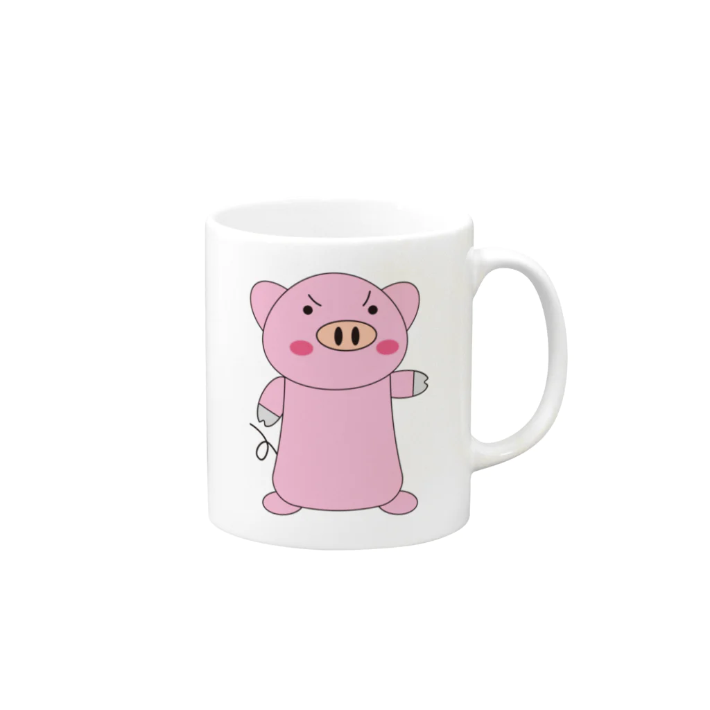 pigumonのぶたのトン兵衛 Mug :right side of the handle