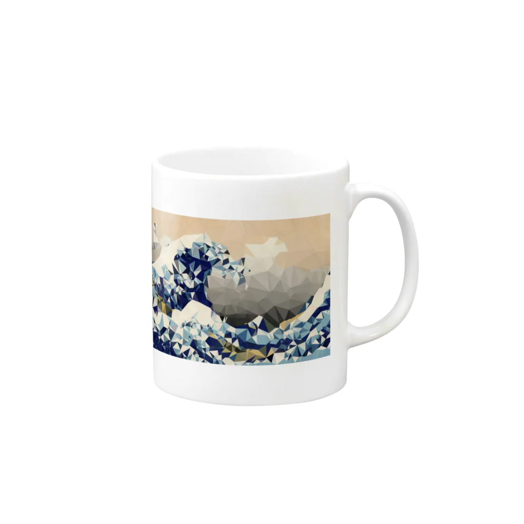 t.i.s.hの神奈川沖浪裏(ポリゴン) Mug :right side of the handle