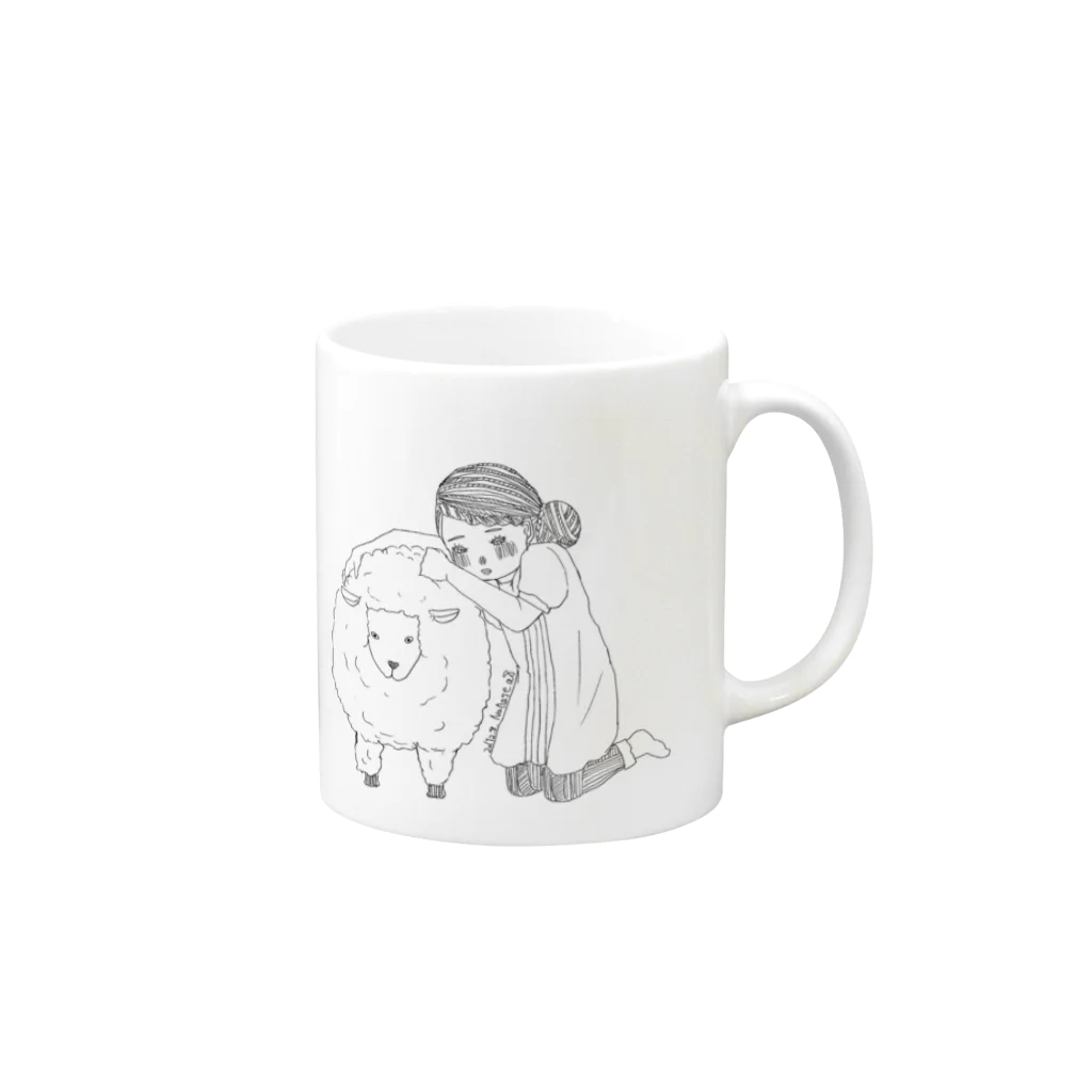 ななせ あやのひつじとこども Mug :right side of the handle