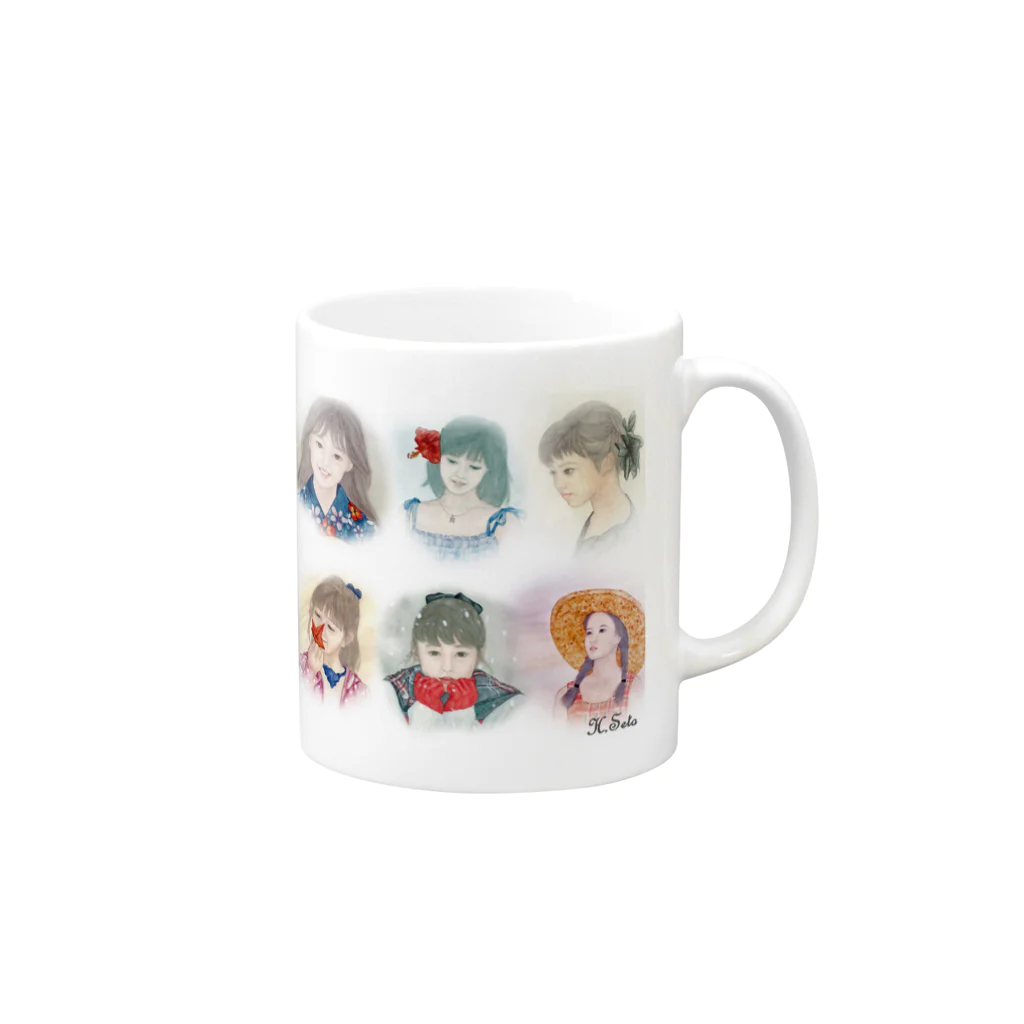 あとりえ・せとの水彩画集・少女 Mug :right side of the handle