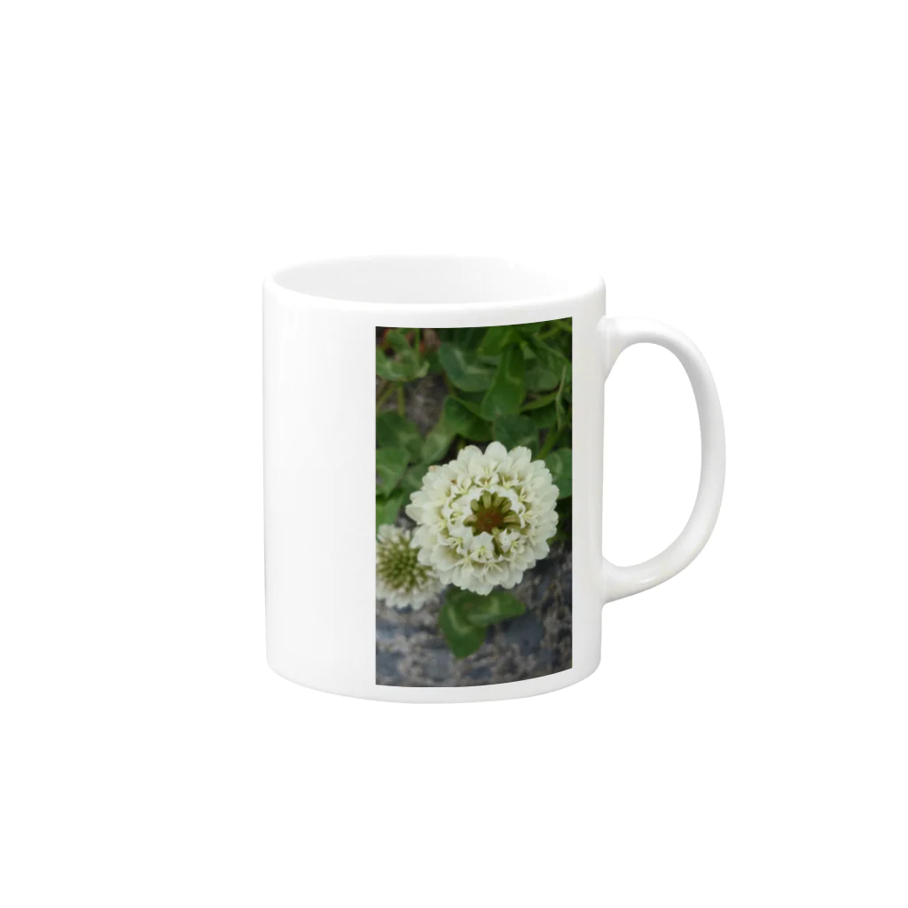 (ゆえ°³°)_( :3 」 )_の花)白い王冠 Mug :right side of the handle