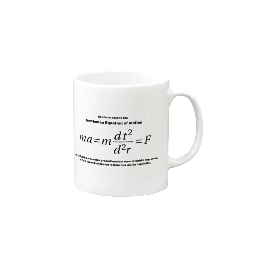 アタマスタイルのニュートンの運動方程式：数式：学問：科学：物理学：力学 Mug :right side of the handle