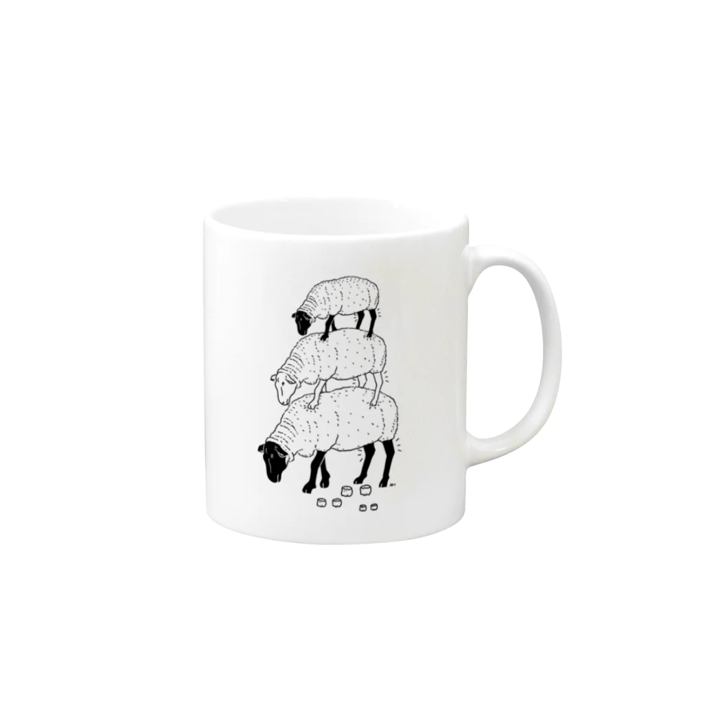 Aliviostaのヒツジ -Summer Fashion- 3段 羊 動物イラスト  Mug :right side of the handle