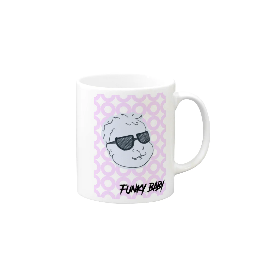 mihobabyのFUNKY BABY(ピンク) Mug :right side of the handle