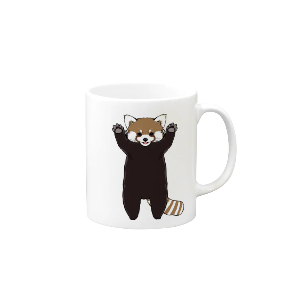 かざあなのレッサーパンダ威嚇 Mug :right side of the handle