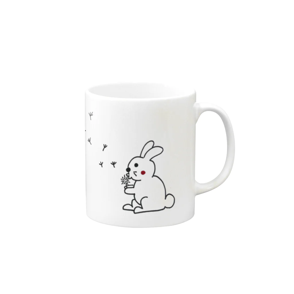 1zoo3のたんぽぽ ウサギ Mug :right side of the handle