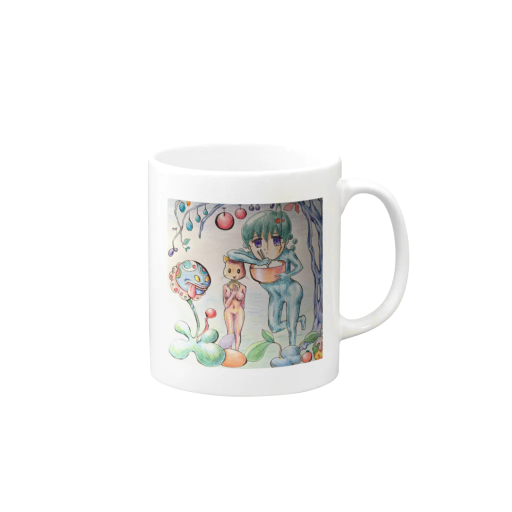 エママウスのポっとデルきゃっト Mug :right side of the handle