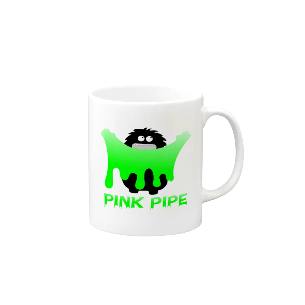 PinkPipeのPINK PIPEスライムモンスター緑 マグカップの取っ手の右面