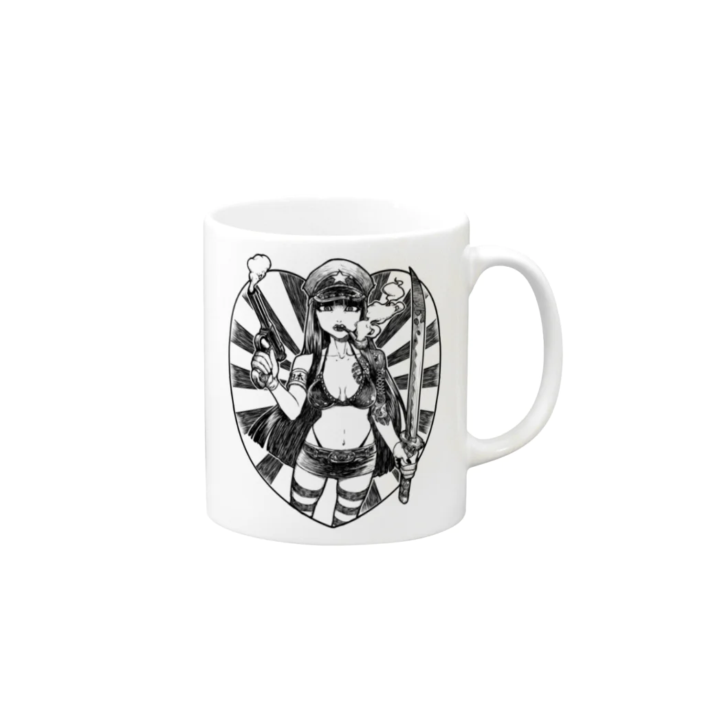 NINNY＠インプロのサムライ・ガール Mug :right side of the handle