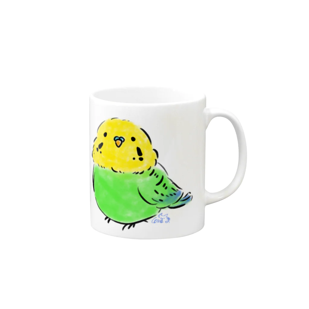 米俵もてるのインコ Mug :right side of the handle