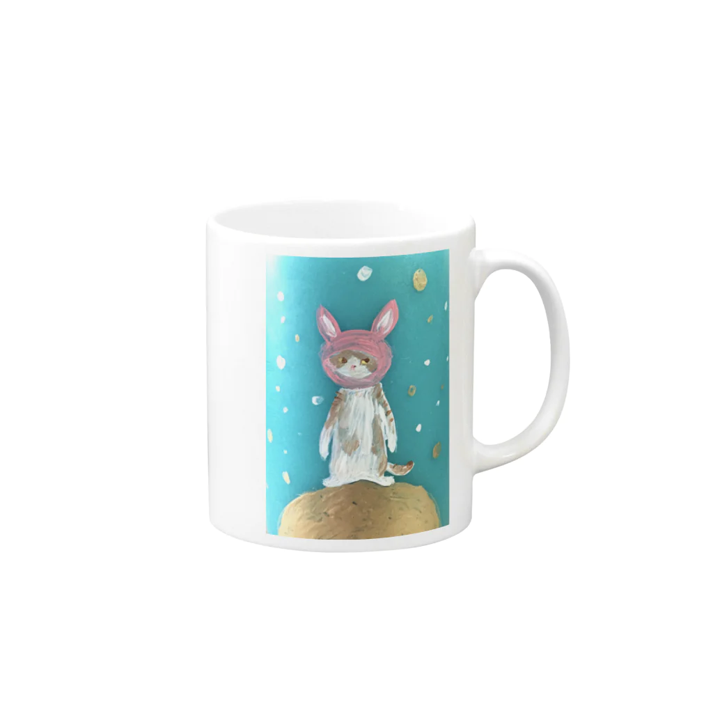 CUROGNACのspace travel cat Mug :right side of the handle