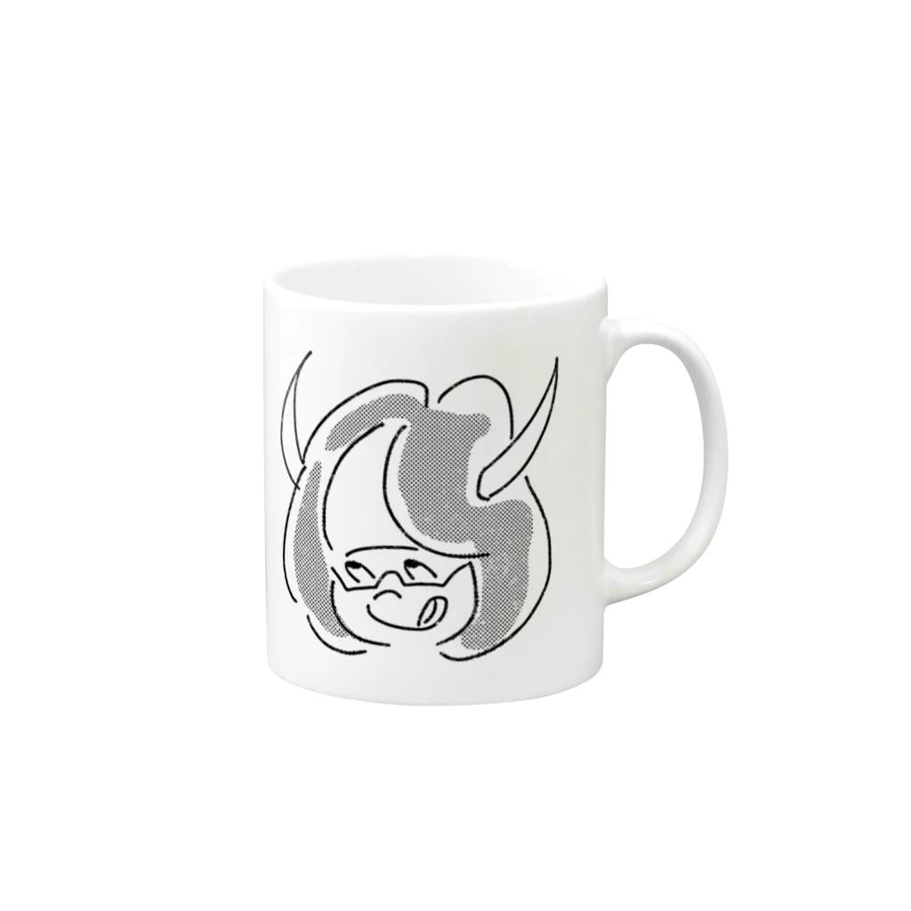 がんばらないちゃんのしたりがおgirl monotone Mug :right side of the handle