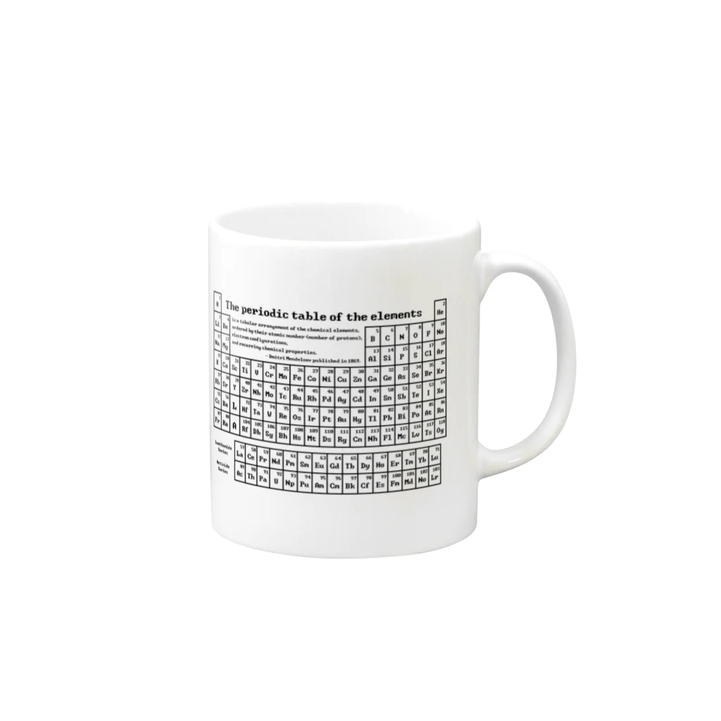 アタマスタイルの元素周期表(原子番号順)：化学：学問・科学 Mug :right side of the handle