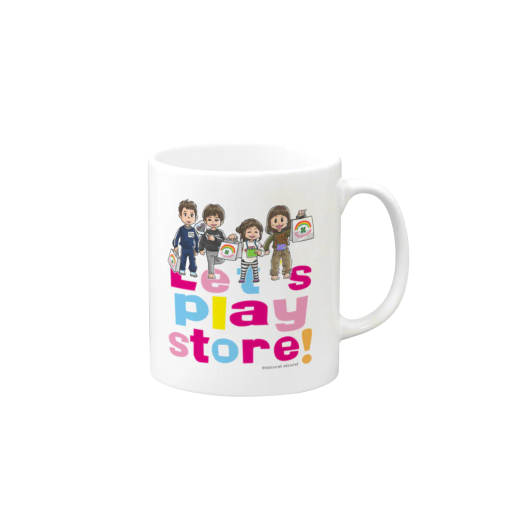 Nicoral NicorelのLet's play store!マグカップ Mug :right side of the handle