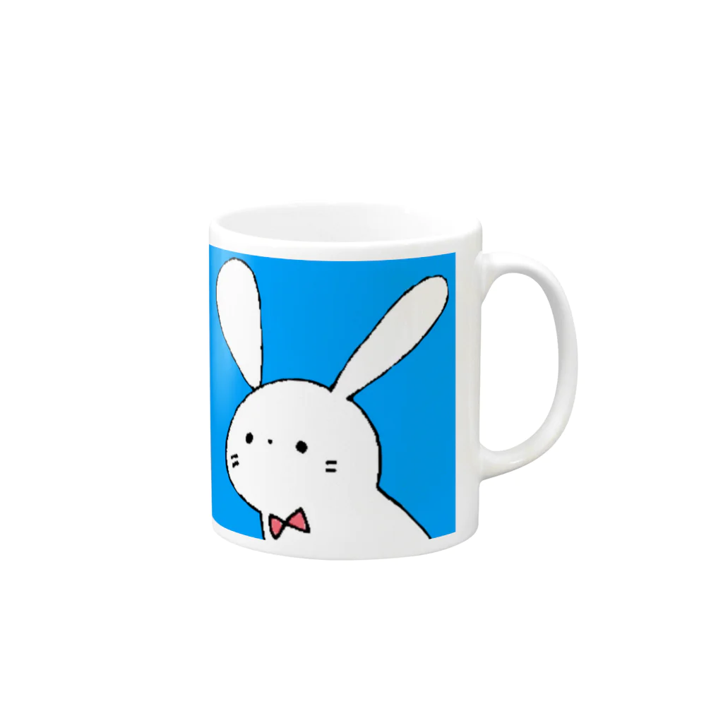 みさてぃんのウサギさんシリーズ（青） Mug :right side of the handle