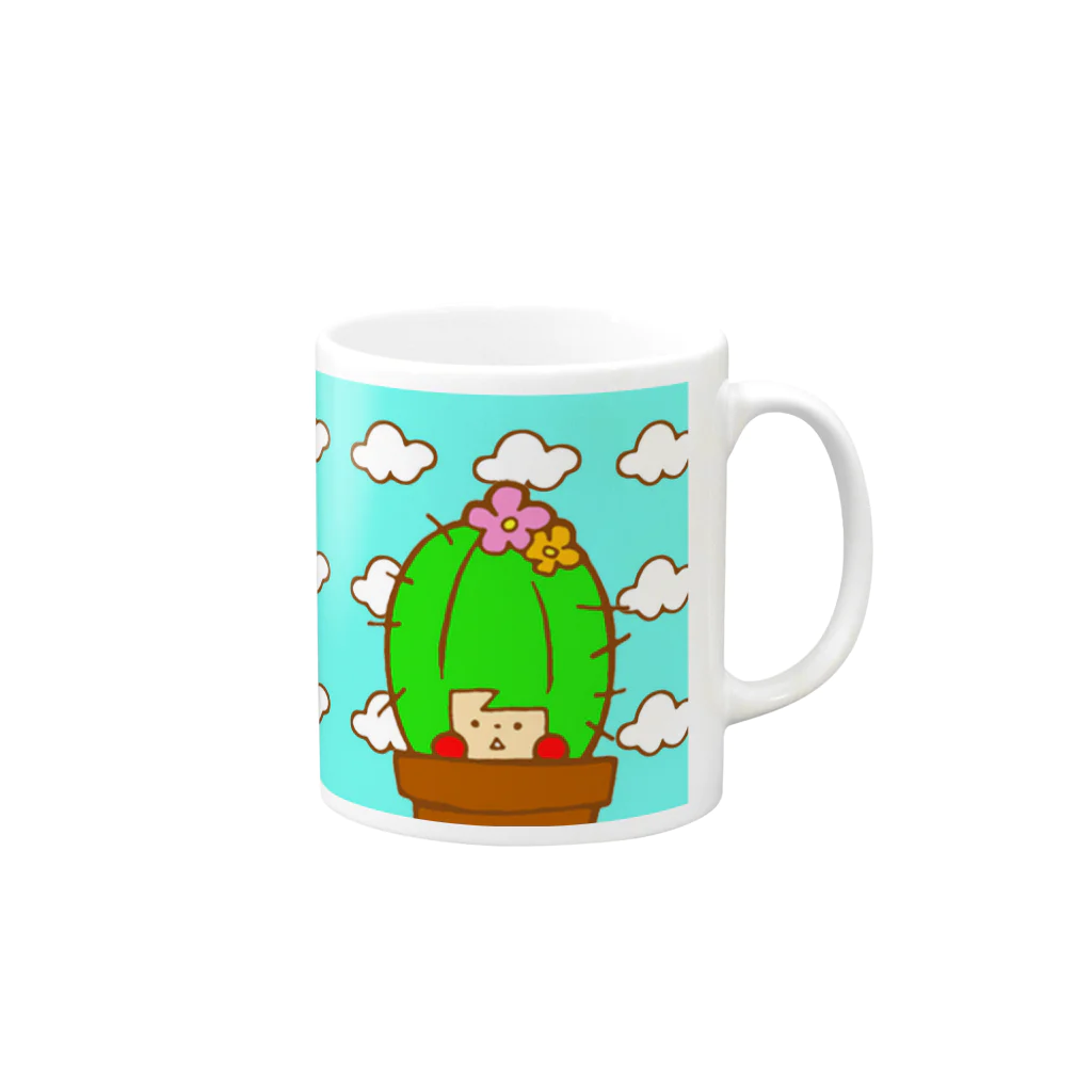 マメ子の青空とサボテンハリー Mug :right side of the handle