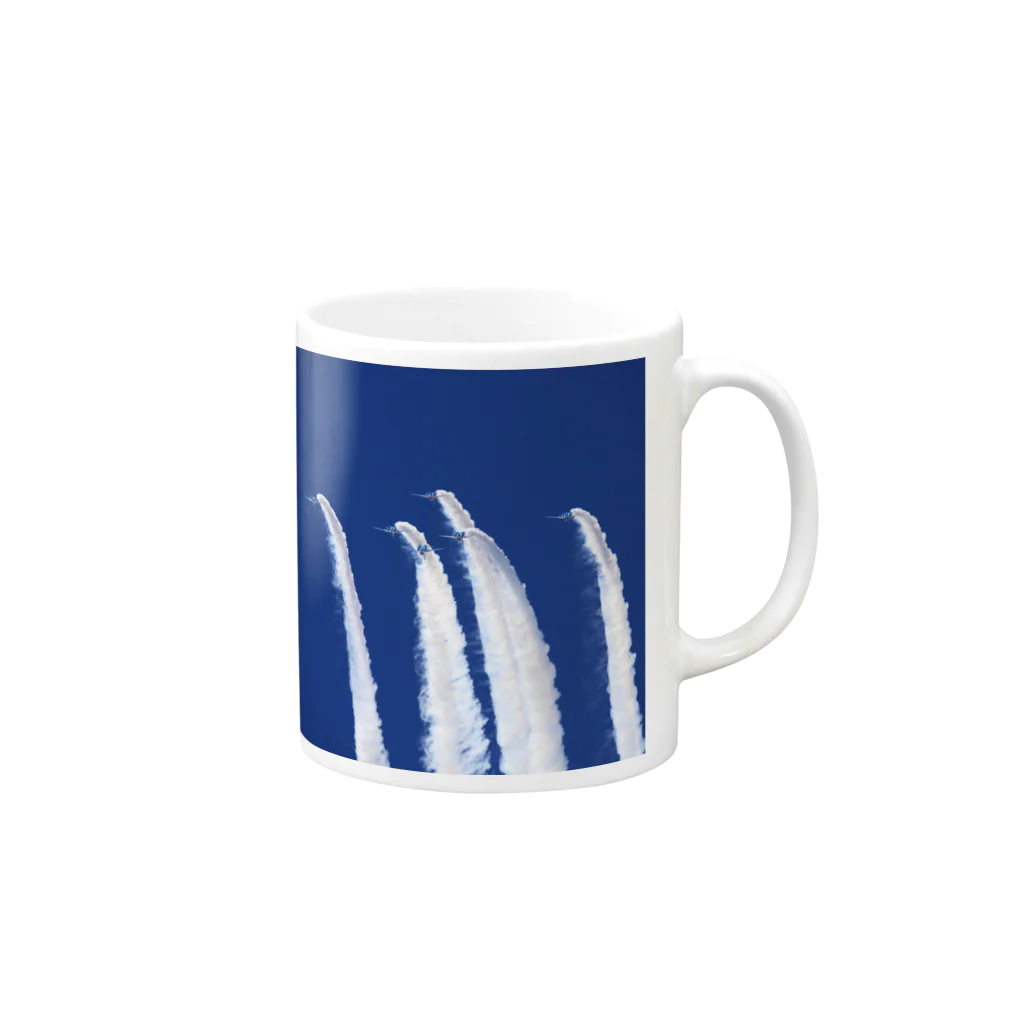 173H Designの”飛行機”ブルーインパルスA Mug :right side of the handle