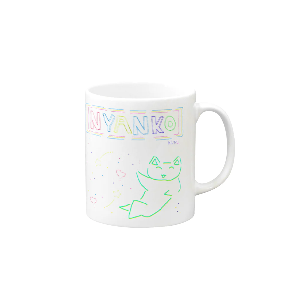 にゃんこくんがいるよ。のこんにちにゃんこくん(ネオン管) Mug :right side of the handle