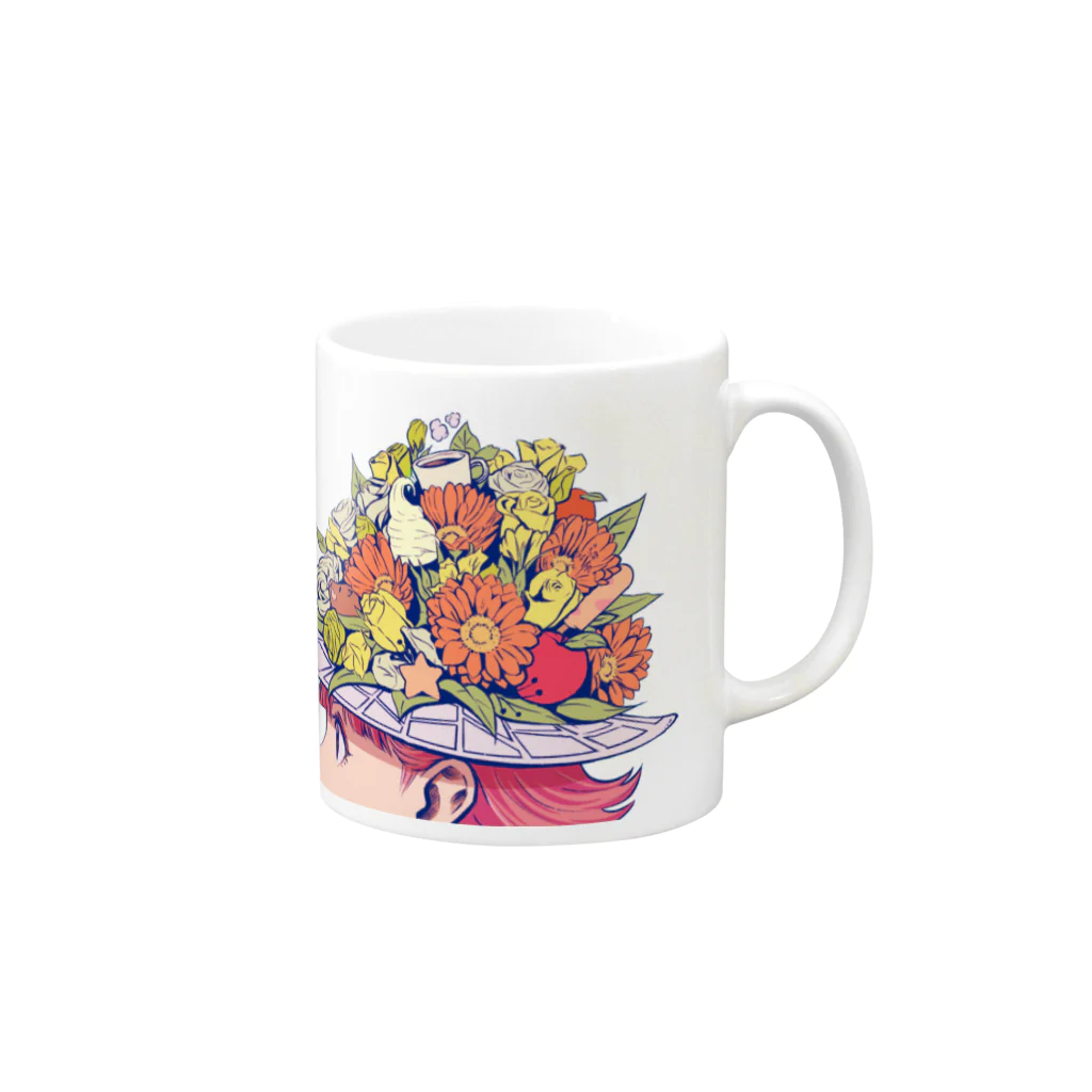 ホリプーイラストショップのflower girl Mug :right side of the handle