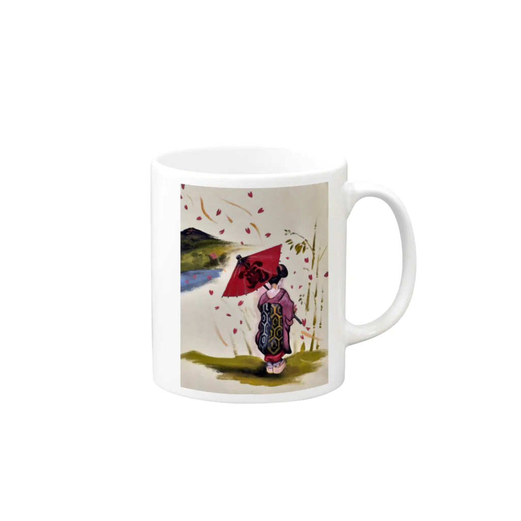 DROPOUTSの桜と舞妓 Mug :right side of the handle
