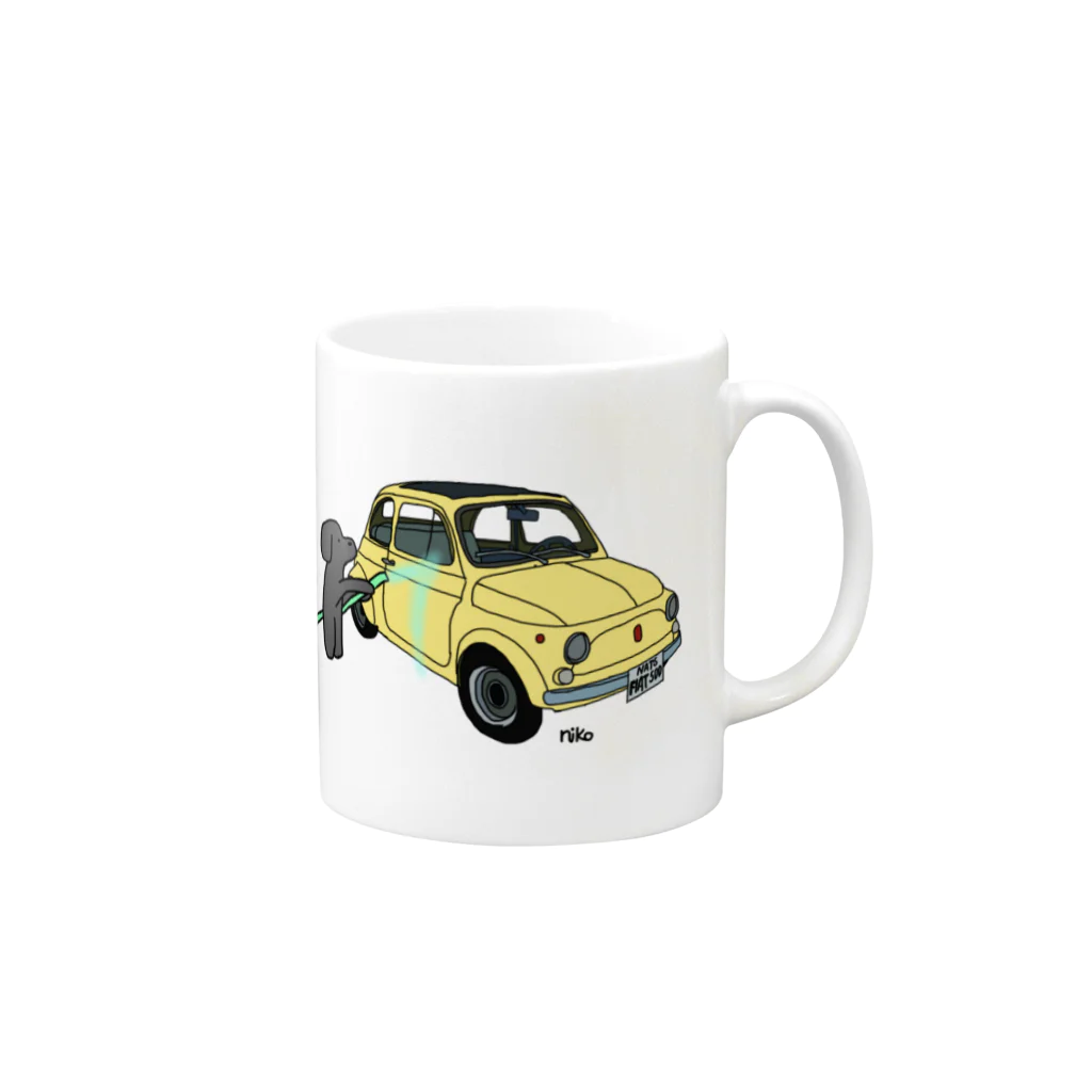 niko2019の洗車わんこ Mug :right side of the handle