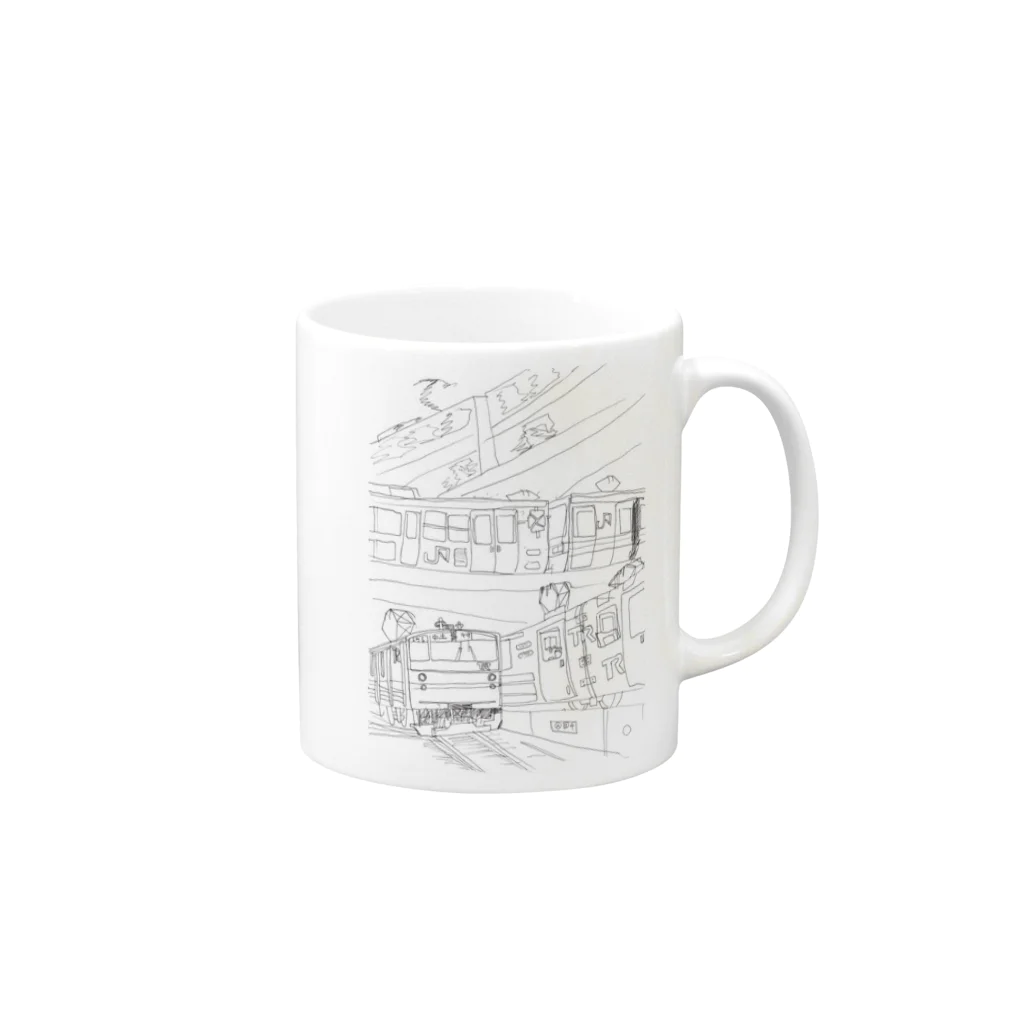 nijiiro records*の東日本の三階建ての鉄橋 Mug :right side of the handle