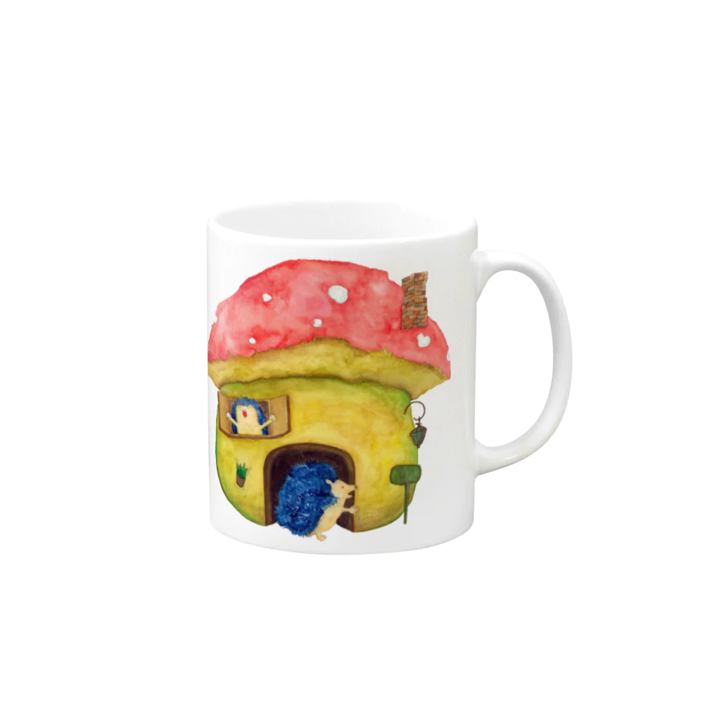 IllustCodeのHouse Made ​Of Mushrooms Hedgehog  Mug :right side of the handle