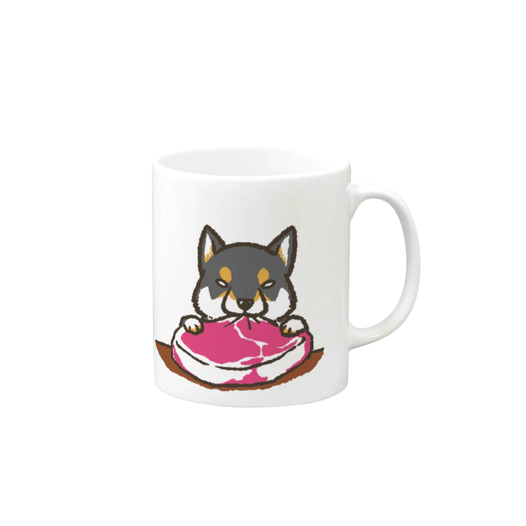 真希ナルセ（マキナル）の肉食柴犬（黒柴） Mug :right side of the handle