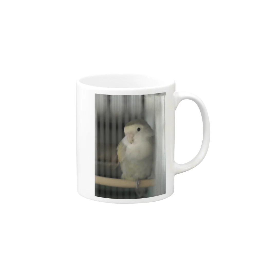 こまのあれこれの眠いんこ Mug :right side of the handle