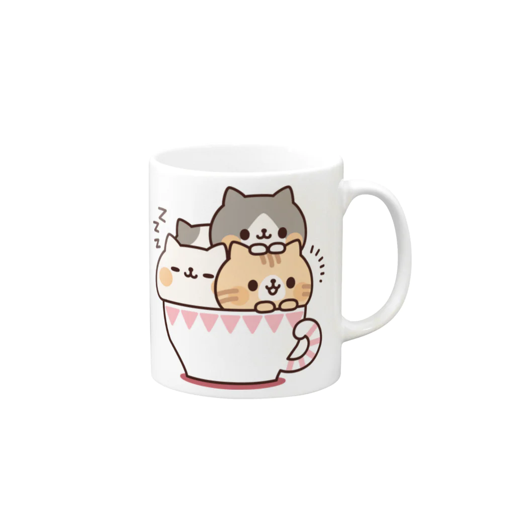 DECORのネコがいっぱいティーカップ Mug :right side of the handle