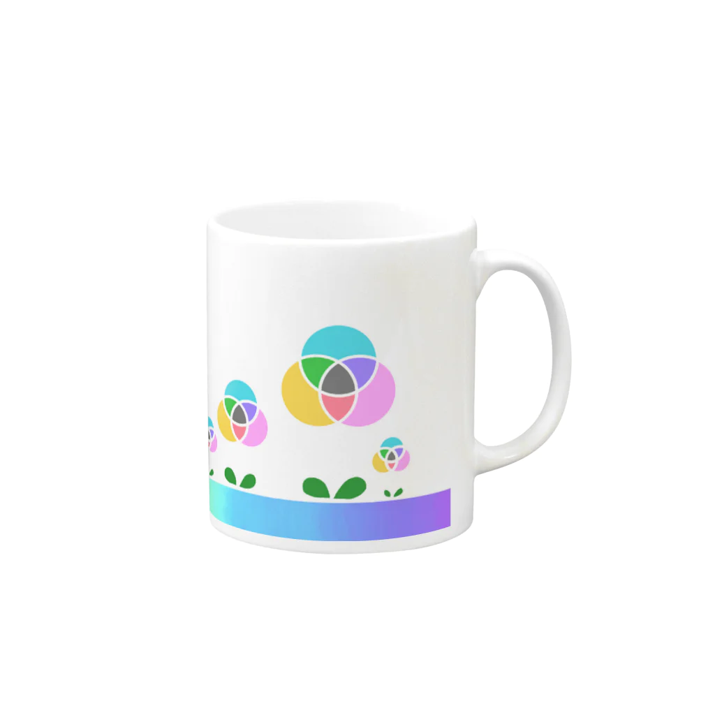 Ladybugcolorの混色フラワー（プリント） Mug :right side of the handle