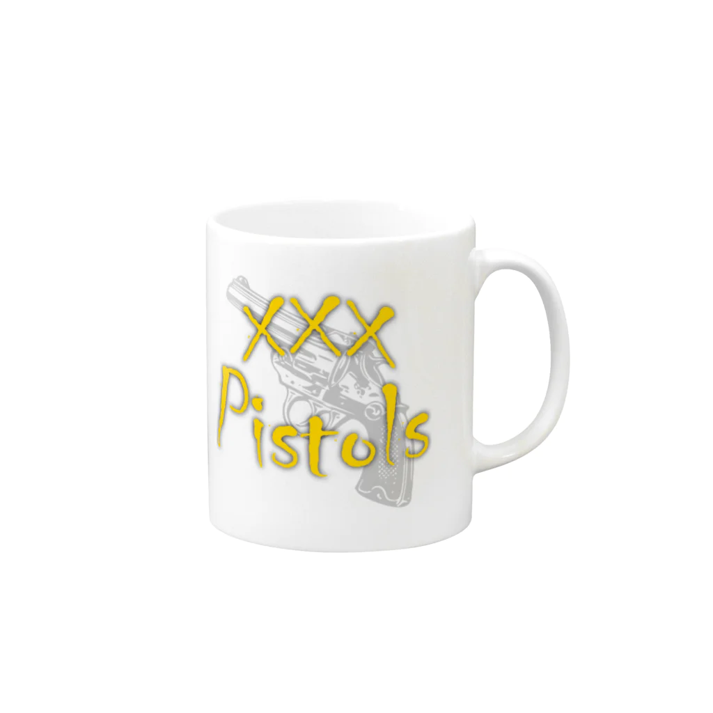 鐘真庵 SUZURI店のxxxPistols Mug :right side of the handle