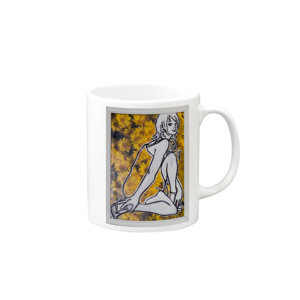 yosuke I love youのイエローガール Mug :right side of the handle