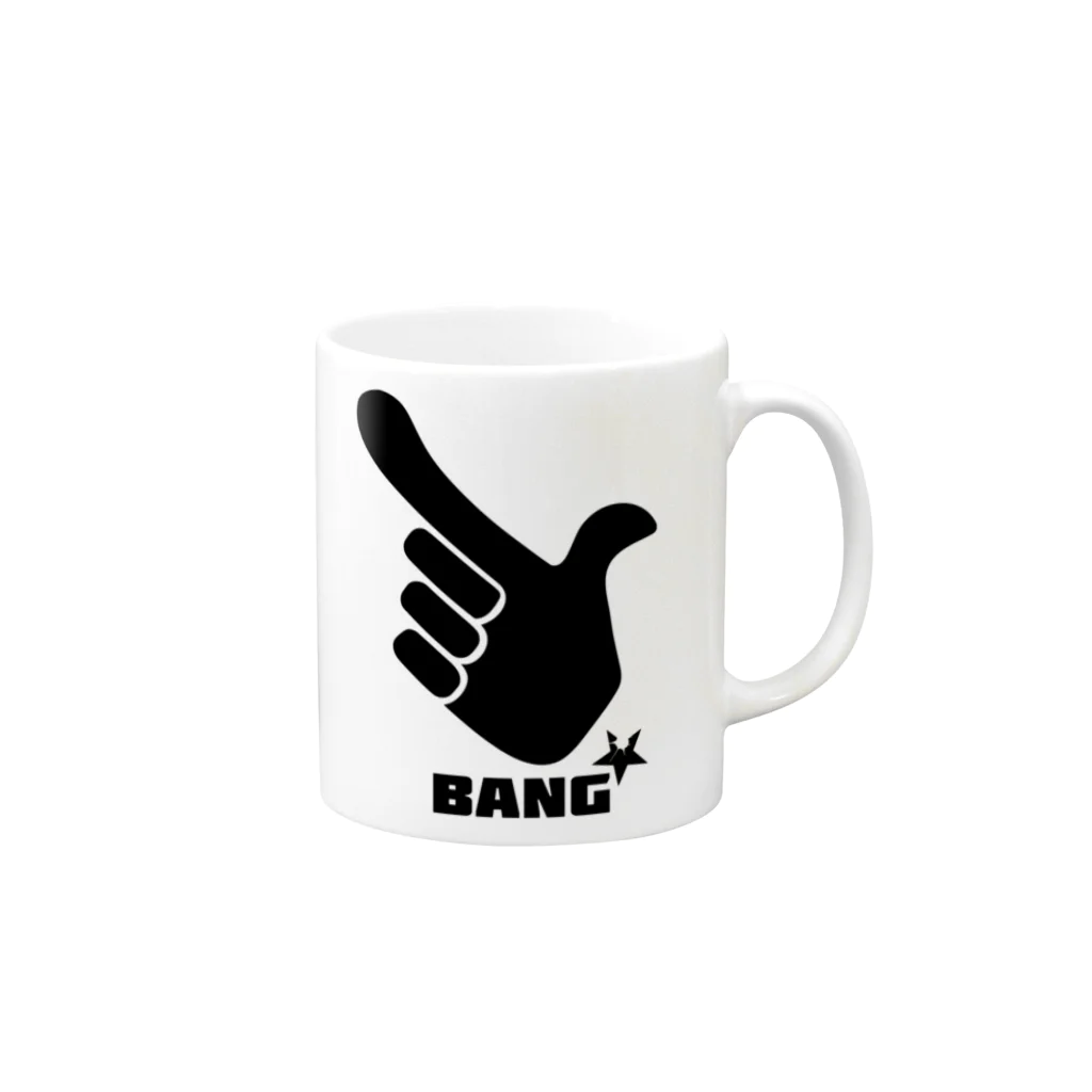 AliviostaのBANG 指でピストル ロゴ Mug :right side of the handle