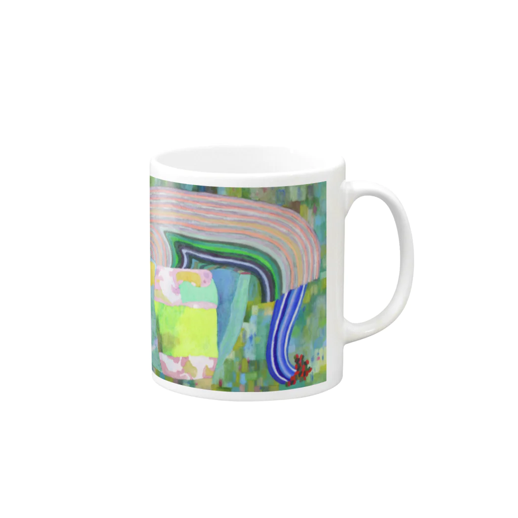 ふっかふっかひゅーんのぐんぐんどーう　と　のびのびどーう Mug :right side of the handle