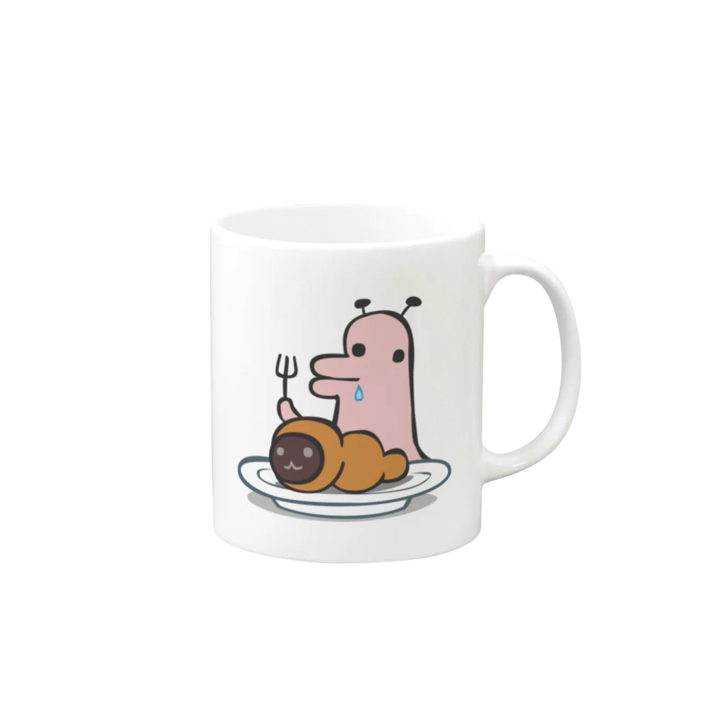 タキヲ＠スタンプ販売「どうぶつくん」のどうぶつくん（ごはん） Mug :right side of the handle